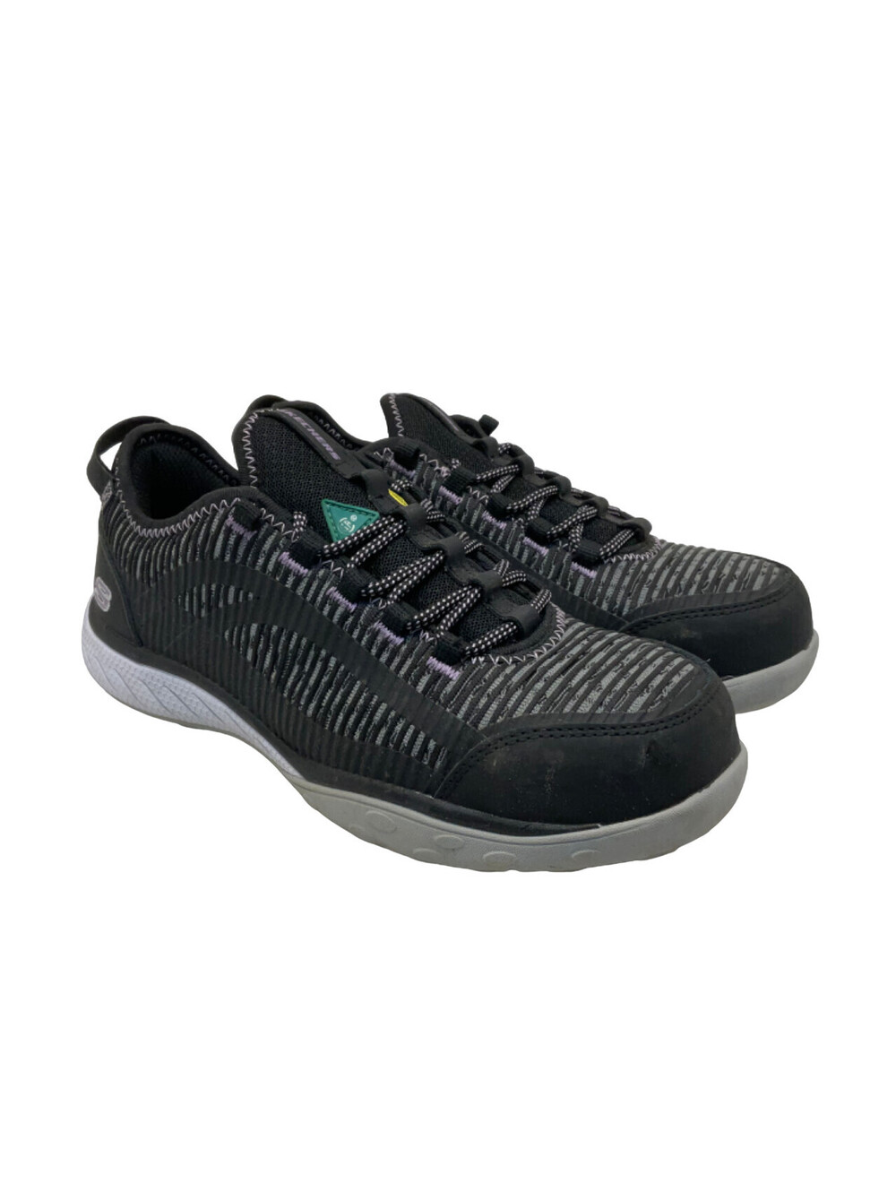 SKECHERS Women's Static Dissipative Lace Up Work Shoes Black/Purple Size 8.5M